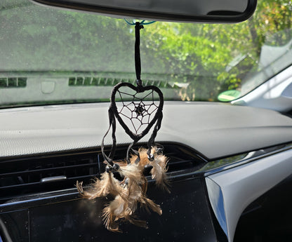 Dreamcatcher Bali 20x7x0.5 cm Dreamcatcher Heart red white black Rearview Mirror Pendant