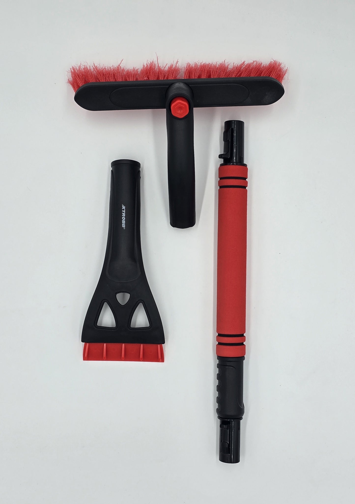 2-in-1 Eiskratzer mit Teleskopstiel – Schneebesen & Schaber, lackschonend 12x80cm