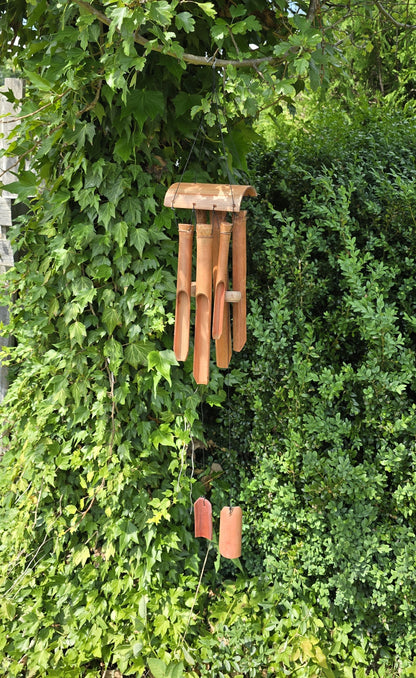 Bamboo Wind Chime 6 Tubes 93x14x8.5 cm Brown Sound Chime Wind Organ Wooden Wind Chime