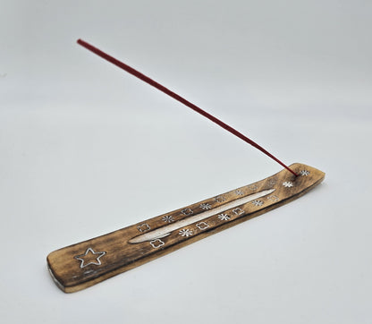 3x Incense Stick Holders, Mango Wood, 24cm Long, Incense Holders - Wooden Holders