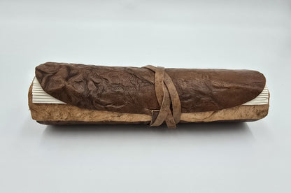 Leather diary, rolled, retro brown, 96 sheets, 21 x 15 cm, travel journal, notebook, sketchbook