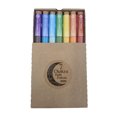 Badesalz Geschenk-Set 7 dekorative Fläschchen 7 Chakra 40 g Badezusatz