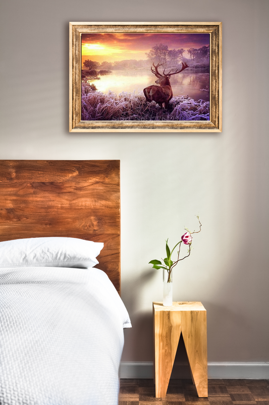 Diamond Painting DIY 5D Diamantmalerei Hirsch am See 30x40 cm Gemälde Wanddekoration Gemälde Freizeitspaß Erwachsene Jugendliche