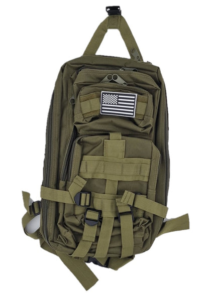 Army-style backpack, 20 liters, camouflage, German Army style, water-repellent, olive green camouflage pattern