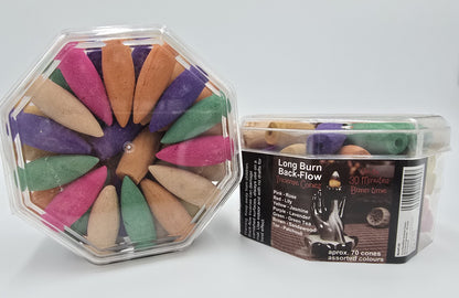 70 x Backflow Incense Cones Mix Aromatic Incense Candles 30 Min Burning Time