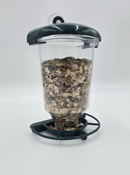 Vogelfutterstation mit Saugnapf für Fenster Dunkelgrün 14x10,5x22,5 cm Futterspender