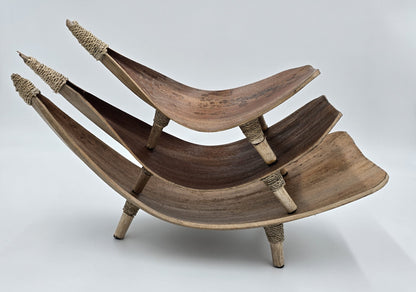 Coconut Leaf Fruit Bowl Set of 3 - Natural Brown Decorative Bowl Home Decor