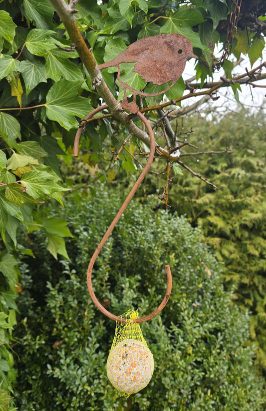 Meisenknödelhalter Metall 10×35 cm robuster Vogel-Futterhalter Rost