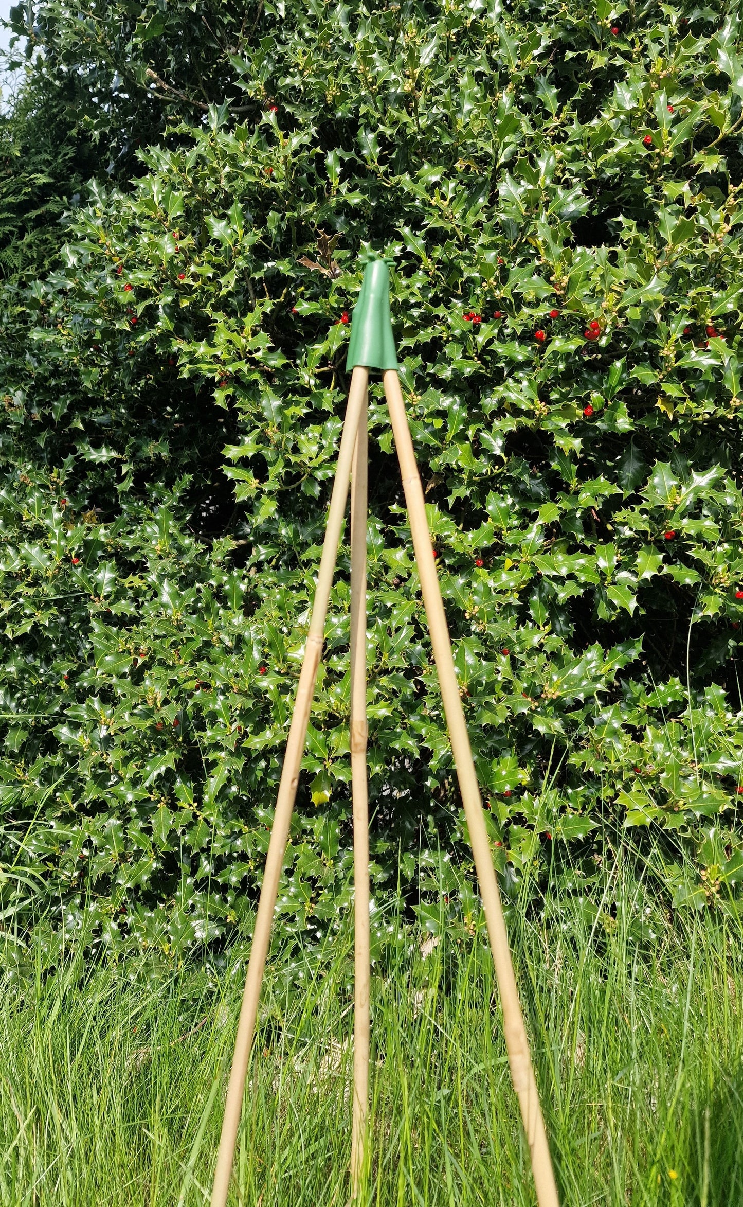 Pyramidenspitze für Bambusstäbe als Rankhilfe Rankgitter Kletterhilfe Grün 3 Stück