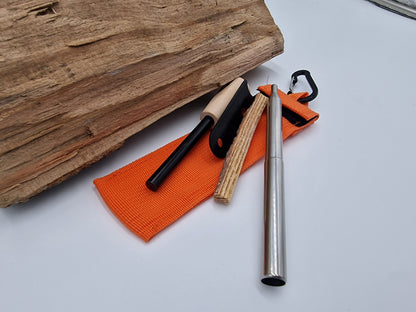 Feuerstarter Set Feuerstahl 7 cm Magnesium Survival Outdoor Bushcraft Camping 4-tlg.