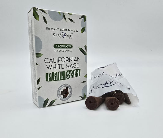 12x pflanzliche Rückfluss-Räucherkegel weißer Salbei Duft Yoga Meditation Entspannung