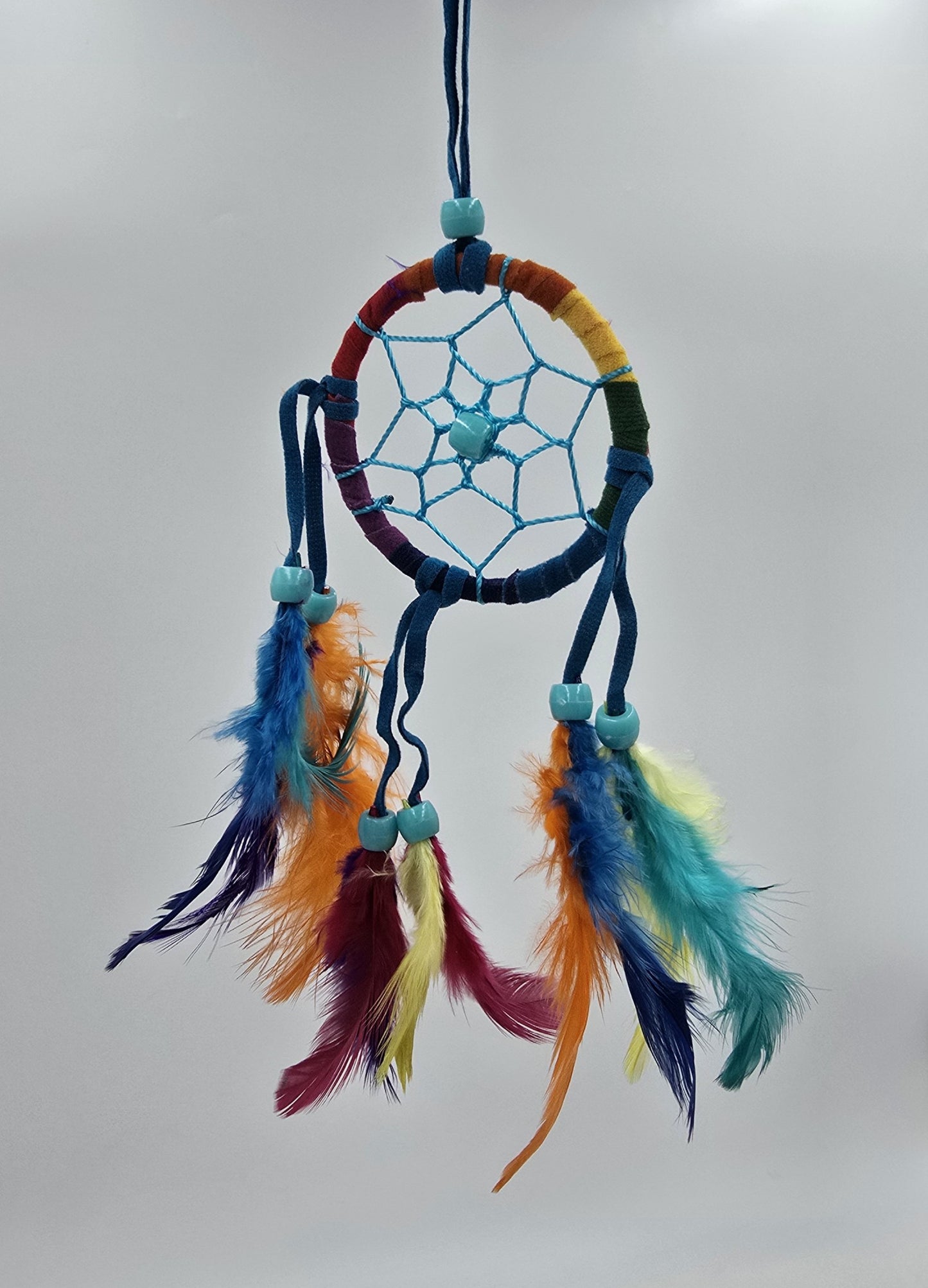 Traumfänger Bali 20x7x0,5cm Dreamcatcher Herz Rund Regenbogen bunt Rückspiegelanhänger