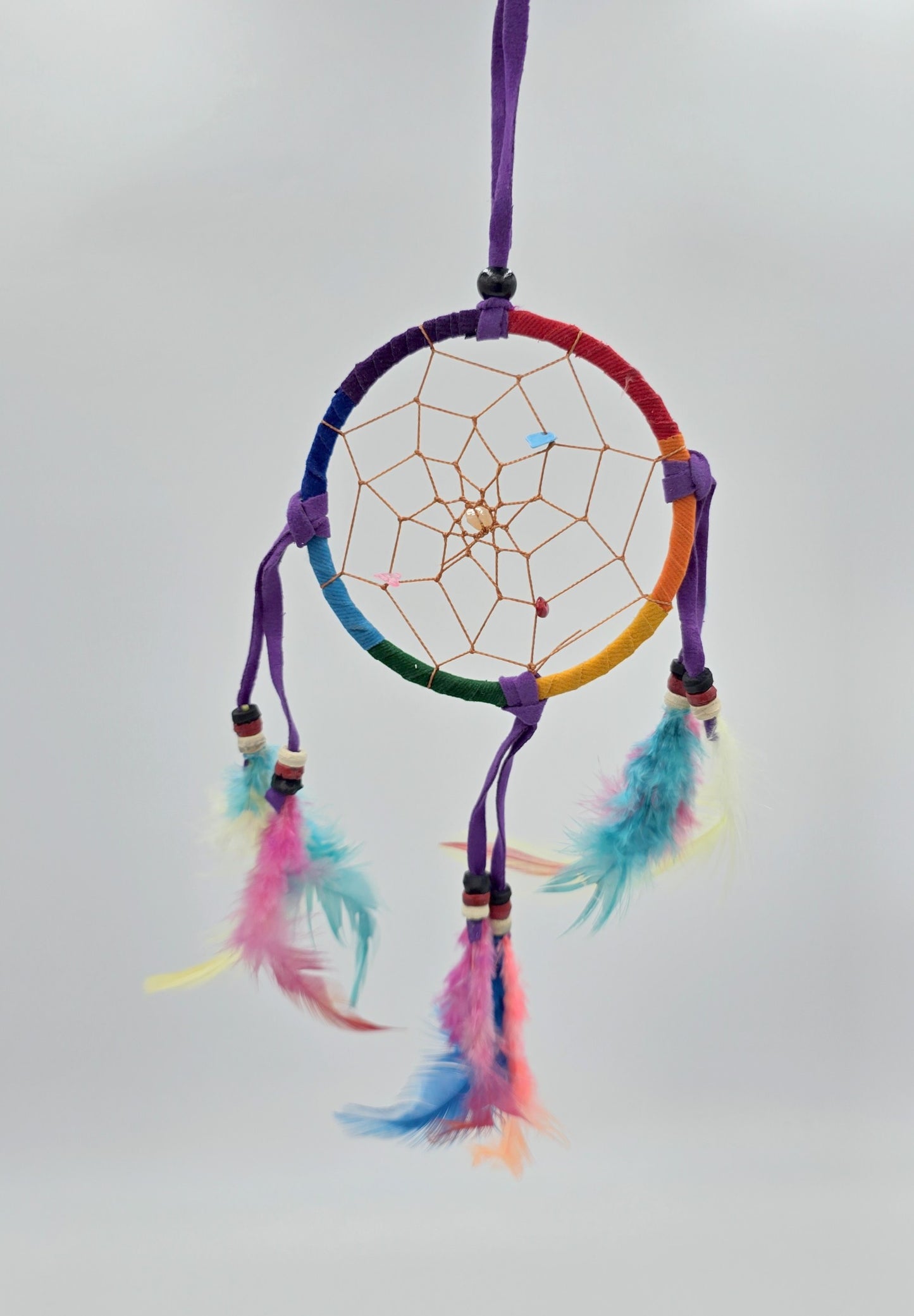 Traumfänger Bali 28x9x0,5cm Dreamcatcher rund bunt Regenbogen mittel