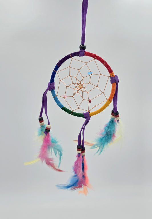 Traumfänger Bali 28x9x0,5cm Dreamcatcher rund bunt Regenbogen mittel