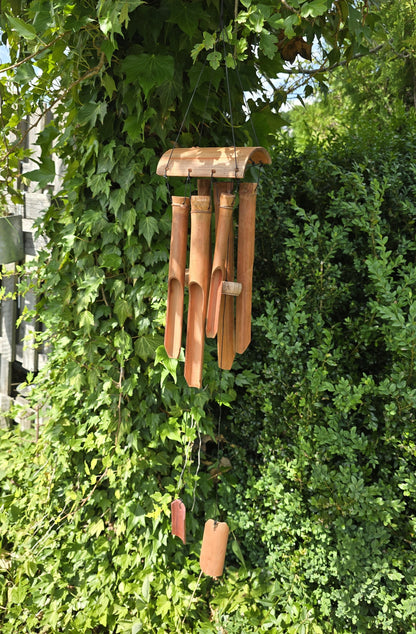 Bamboo Wind Chime 6 Tubes 93x14x8.5 cm Brown Sound Chime Wind Organ Wooden Wind Chime