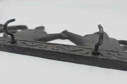 Hakenleiste Gußeisen 28,5x9x3,5cm dunkelbraun 3 Haken Gießkannenmotiv