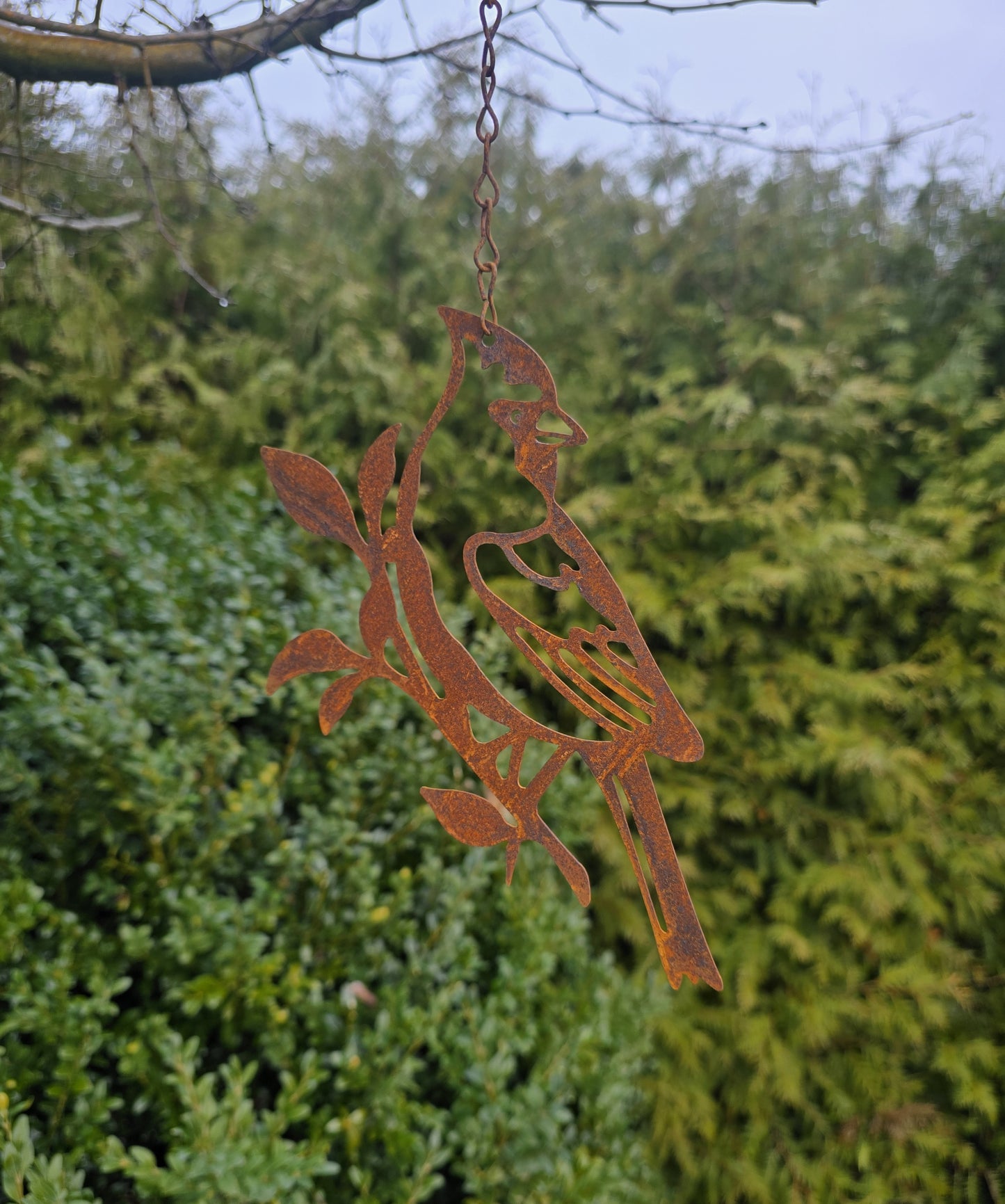 Vogeldeko Metall Rost zum Hängen – Edelrost Gartendeko Vogel 18x15cm mit Haken