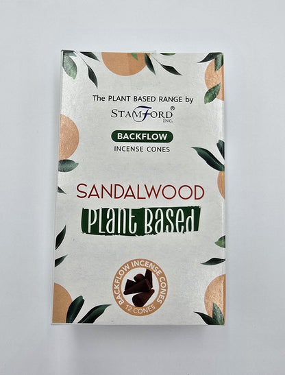 12 x pflanzliche Rückfluss-Räucherkegel Sandelholz Duft Yoga Meditation Entspannung