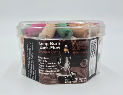 70 x Backflow Incense Cones Mix Aromatic Incense Candles 30 Min Burning Time
