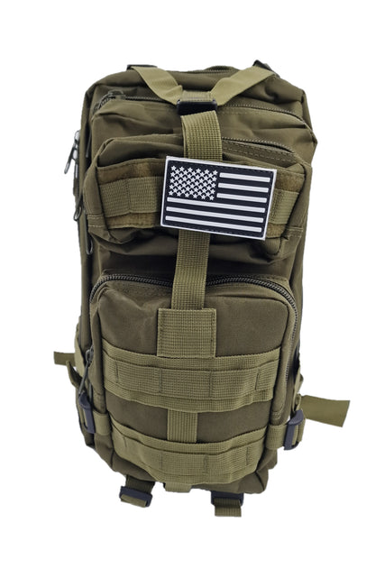 Army-style backpack, 20 liters, camouflage, German Army style, water-repellent, olive green camouflage pattern