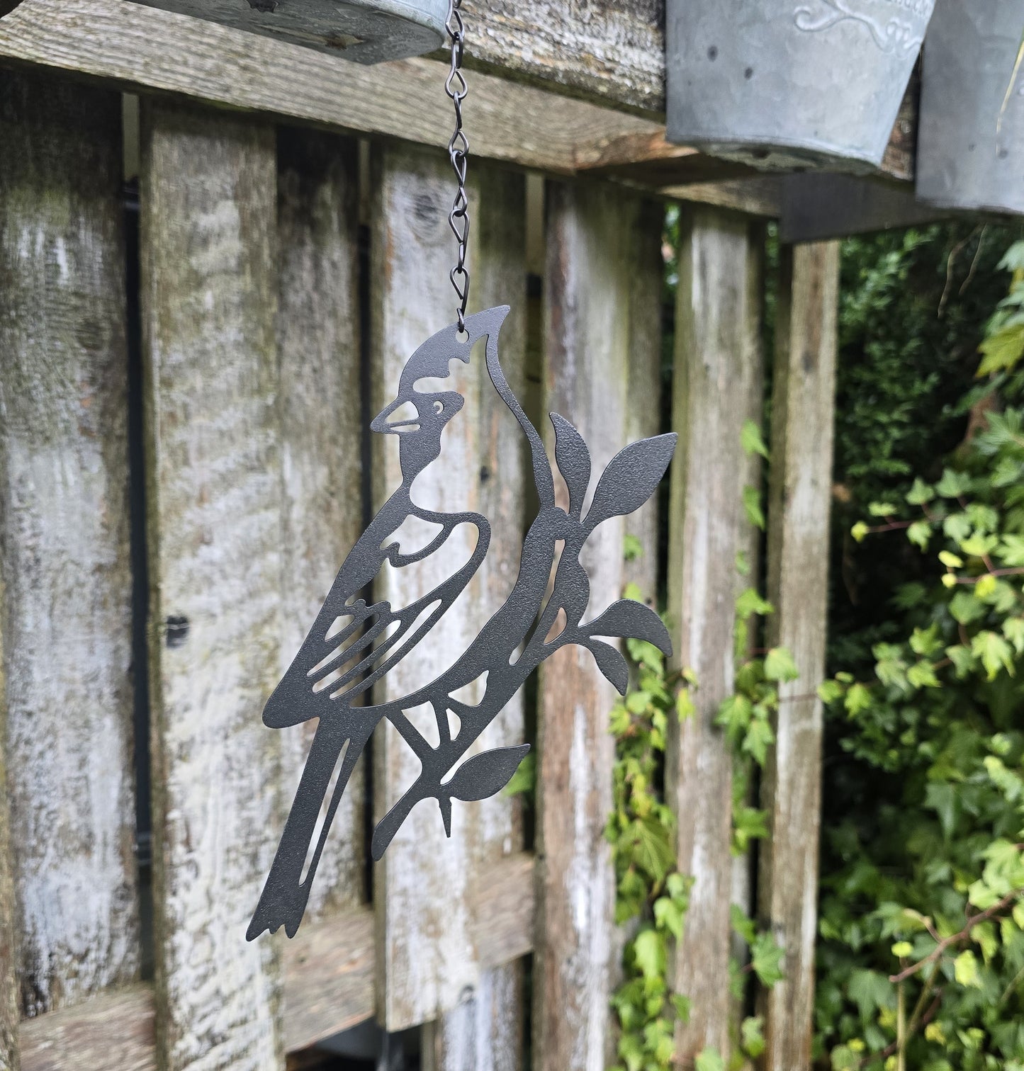 Vogeldeko Metall Schwarz zum Hängen – Gartendeko Vogel 18x15cm mit Haken