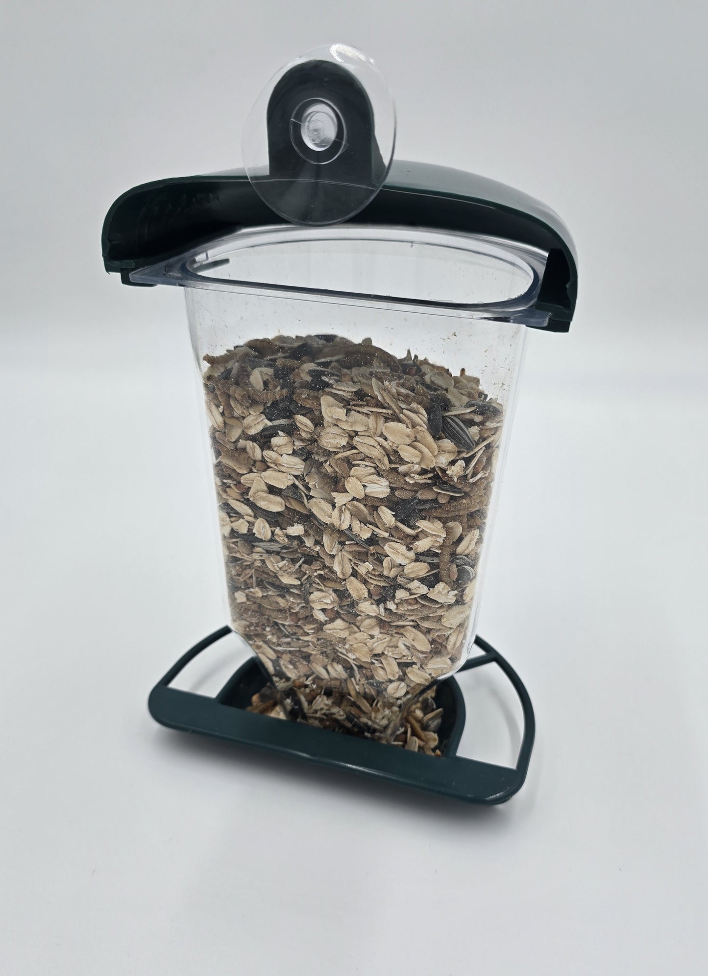 Vogelfutterstation mit Saugnapf für Fenster Dunkelgrün 14x10,5x22,5 cm Futterspender