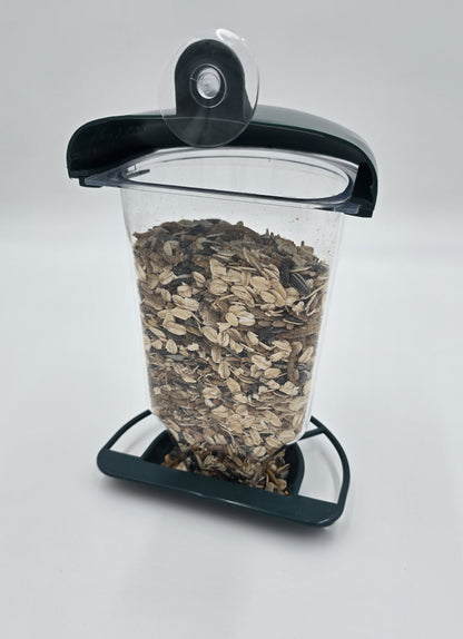 Vogelfutterstation mit Saugnapf für Fenster Dunkelgrün 14x10,5x22,5 cm Futterspender