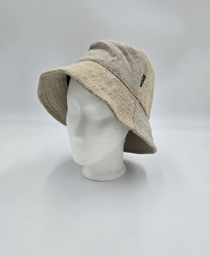 Geflickter Boho-Festivalhut Hanf Baumwolle Hellbraun Natur Nepal Unisex