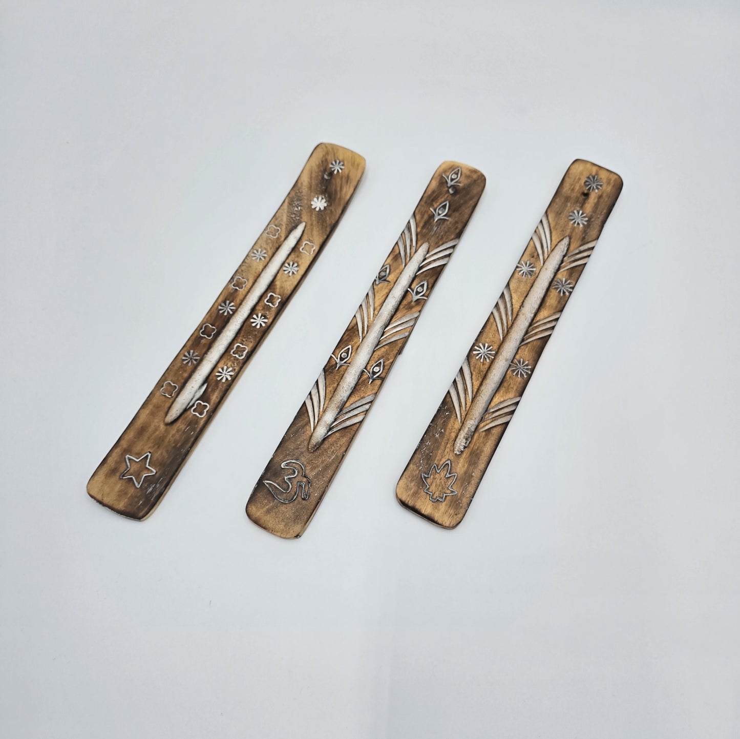 3x Räucherstäbchenhalter Mangoholz 24cm lang Halter Räucherwerk-Holzhalter