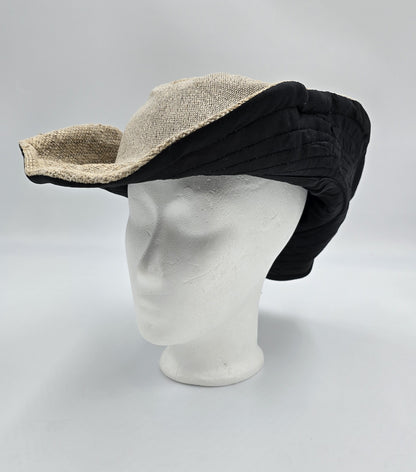 Boho-Festivalhut aus Hanf und Baumwolle geflickt Hellbraun Natur Nepal Unisex