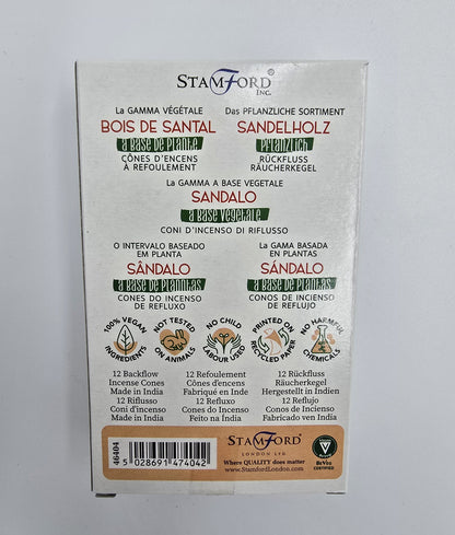 12 x pflanzliche Rückfluss-Räucherkegel Sandelholz Duft Yoga Meditation Entspannung