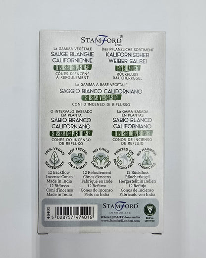 12x Herbal Backflow Incense Cones White Sage Scent Yoga Meditation Relaxation