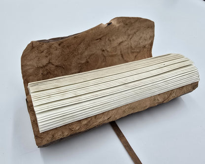 Leather diary, rolled, retro brown, 96 sheets, 21 x 15 cm, travel journal, notebook, sketchbook