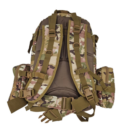 Army-style backpack, 45 liters, camouflage, German Army, water-repellent, desert camouflage, beige 