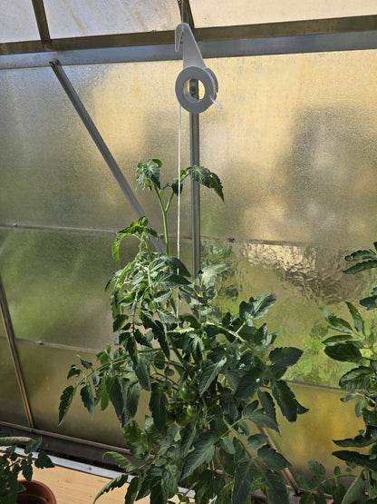 10 x Greenhouse Hanging Rollers, 8 Meters of Synthetic Yarn, Tomato Rollers, String Guide, Trellis Support