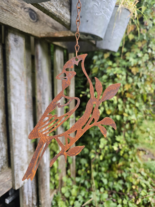 Vogeldeko Metall Rost zum Hängen – Edelrost Gartendeko Vogel 18x15cm mit Haken