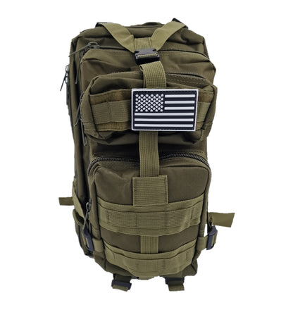 Army-style backpack, 20 liters, camouflage, German Army style, water-repellent, olive green camouflage pattern