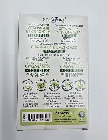 12 x pflanzliche Rückfluss-Räucherkegel Citronella Zitronengras Duft Yoga Meditation