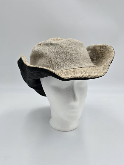 Boho-Festivalhut aus Hanf und Baumwolle geflickt Hellbraun Natur Nepal Unisex