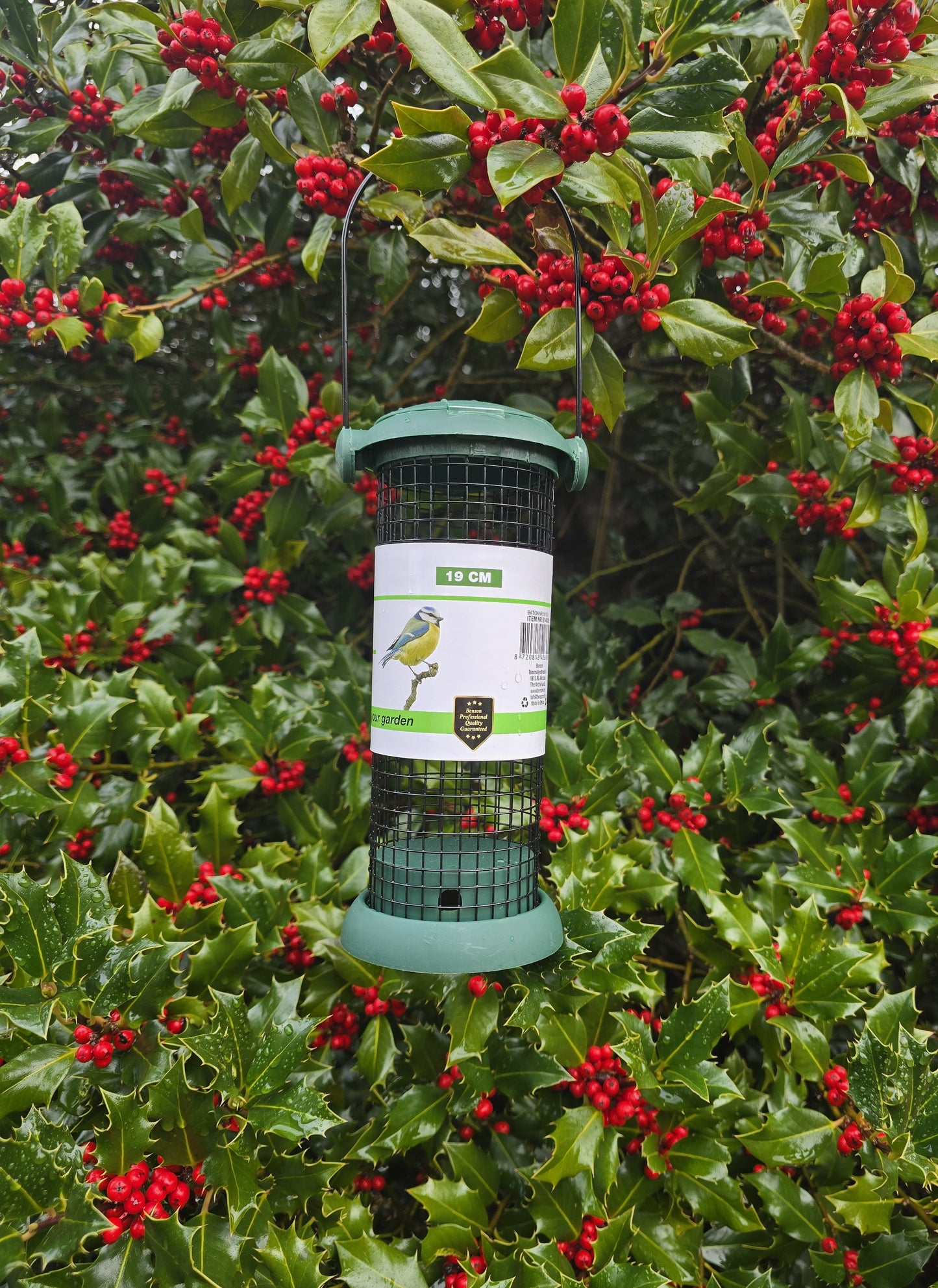 Vogelfutterspender Dunkelgrün Ø 8 x 19 cm Meisenknödelhalter Futterspender