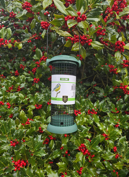 Vogelfutterspender Dunkelgrün Ø 8 x 19 cm Meisenknödelhalter Futterspender