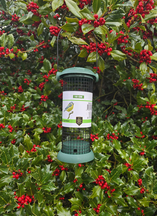 Vogelfutterspender Dunkelgrün Ø 8 x 19 cm Meisenknödelhalter Futterspender