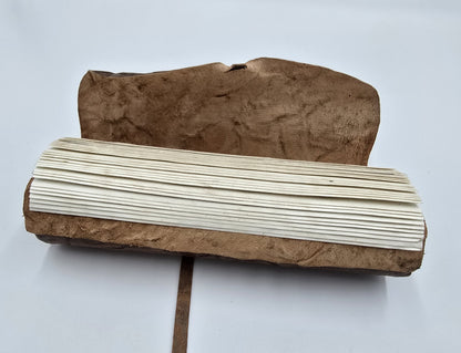 Leather diary, rolled, retro brown, 96 sheets, 21 x 15 cm, travel journal, notebook, sketchbook