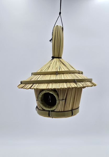 Vogelbox Seegras und Bambus hängend Futterhaus 17x17 cm Unterschlupf Vogelhaus