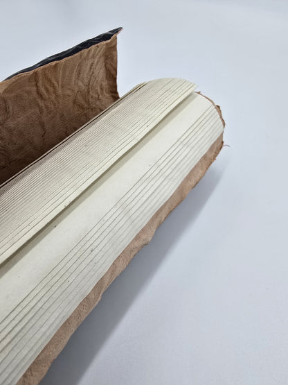 Leather diary, rolled, retro, black, 96 sheets, 21 x 15 cm, travel journal, notebook, sketchbook