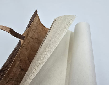 Leather diary, rolled, retro brown, 96 sheets, 21 x 15 cm, travel journal, notebook, sketchbook