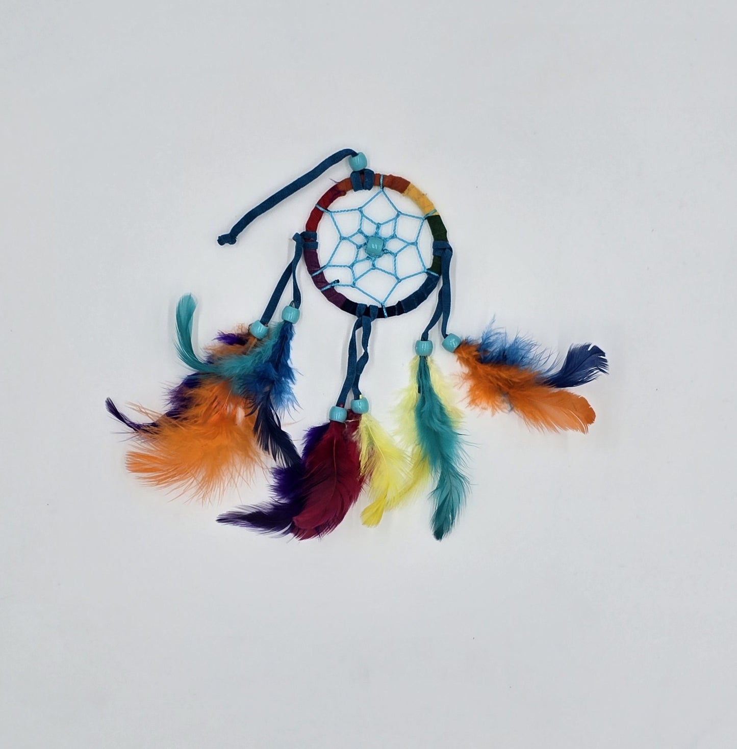 Traumfänger Bali 20x7x0,5cm Dreamcatcher Herz Rund Regenbogen bunt Rückspiegelanhänger