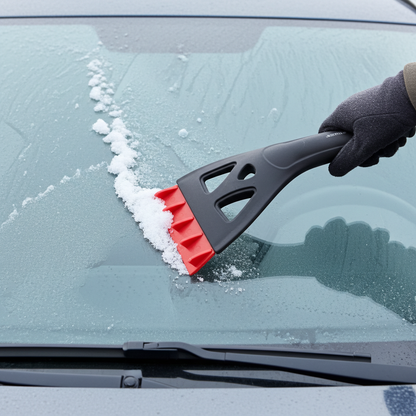 2-in-1 Eiskratzer mit Teleskopstiel – Schneebesen & Schaber, lackschonend 12x80cm