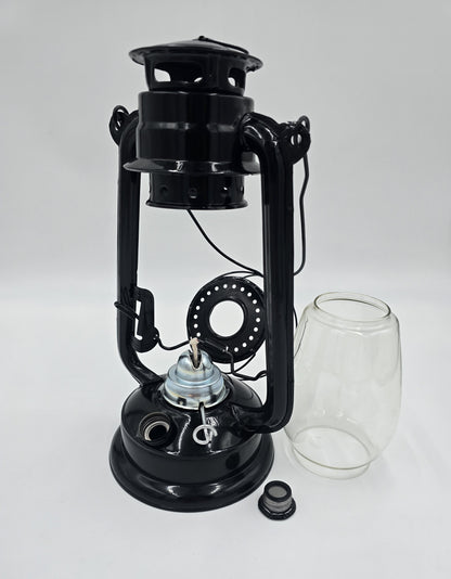 Klassische Sturmlaterne aus Metall & Glas Petroliumlaterne für Garten & Camping