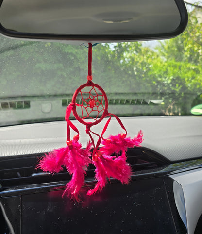 Dreamcatcher Bali 20x6x0.5 cm Dreamcatcher Round red white black small rearview mirror pendant